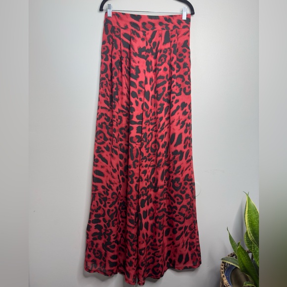 Love and Lemonade Red Leopard Wide-Leg Pant Boho Hippie | Size Large - Picture 2 of 9